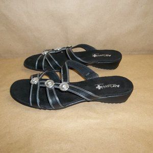 AIR SUPPLY + PLUS WOMEN'S Black Sandals With Jewel Accents  Size 7.5   C3